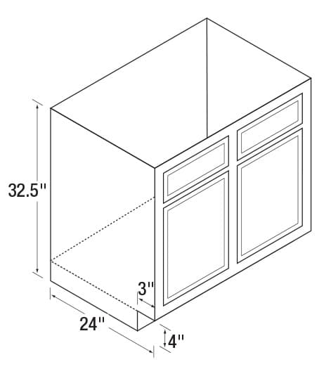 30" x 34-1/2" High DWhite Flat Panel Universal Design Range/Sink Base Cabinet, Beech