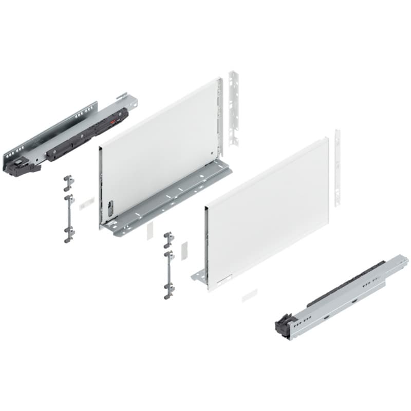 16" Legrabox Drawer System F Height, 9-1/2", 125lb Capacity Full-Extension with BLUMOTION, Silk White