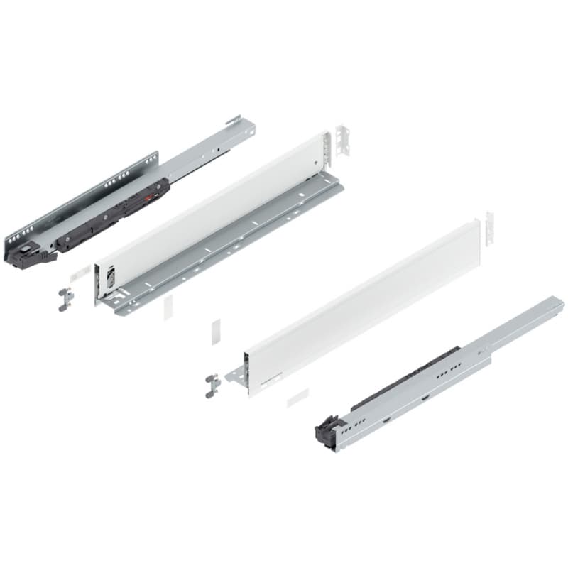 22" Legrabox Drawer System M Height, 3-9/16", 125lb Capacity Full-Extension with BLUMOTION, Silk White