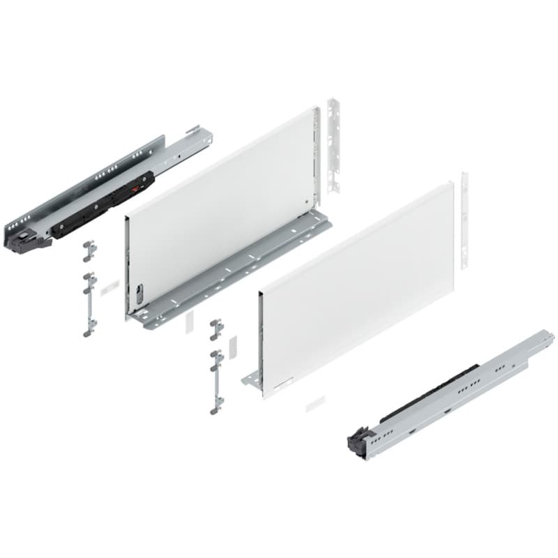 20" Legrabox Drawer System F Height, 9-1/2", 170lb Capacity Full-Extension with BLUMOTION, Silk White