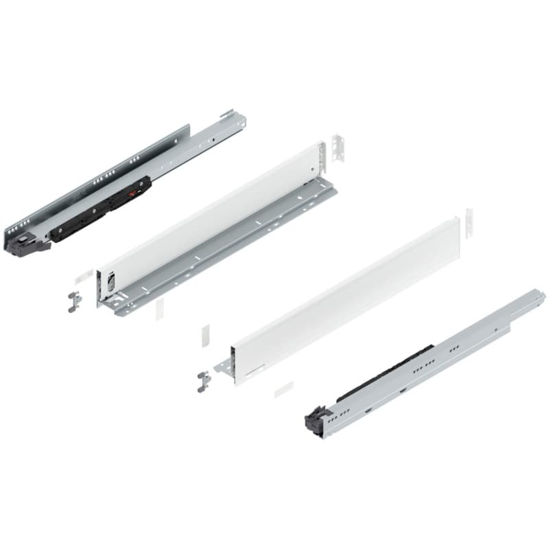 24" Legrabox Drawer System M Height, 3-9/16", 170lb Capacity Full-Extension with BLUMOTION, Silk White