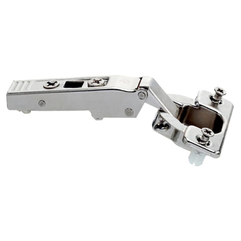 Clip Top 120°+ Opening Hinge, 45mm Bore Pattern, Self-Closing, Full Overlay, Nickel-Plated, Dowelled