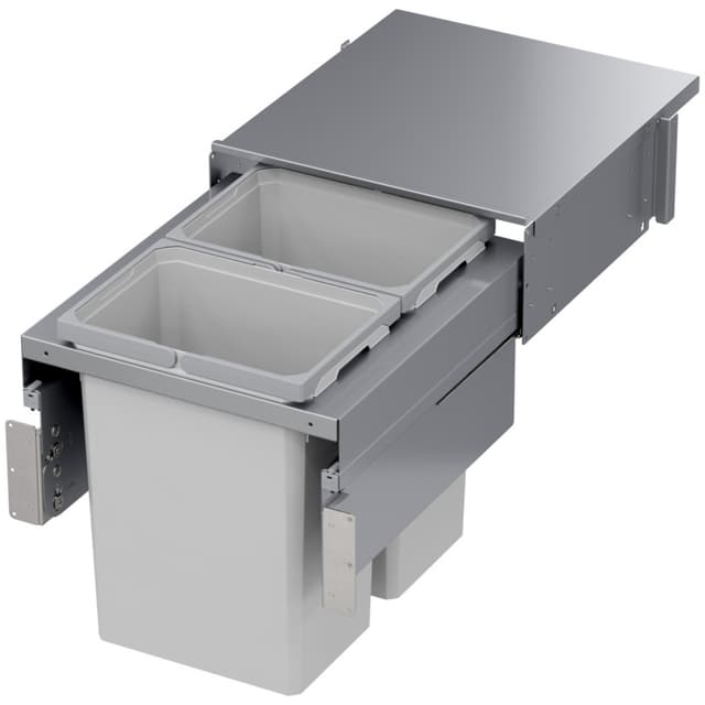 Vauth-Sagel ENVI Space XX Double Platinum Bin Top Mount Waste Container, for Face-Frames, 31 quart, for Face-Frames