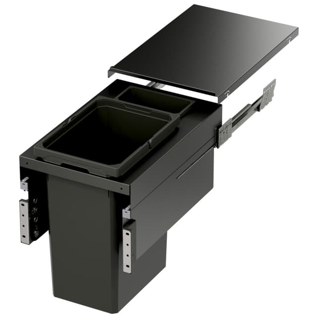 Single 31 QT Top-Mount Waste Container Pullout with Soft-Closing for Frameless, Gray