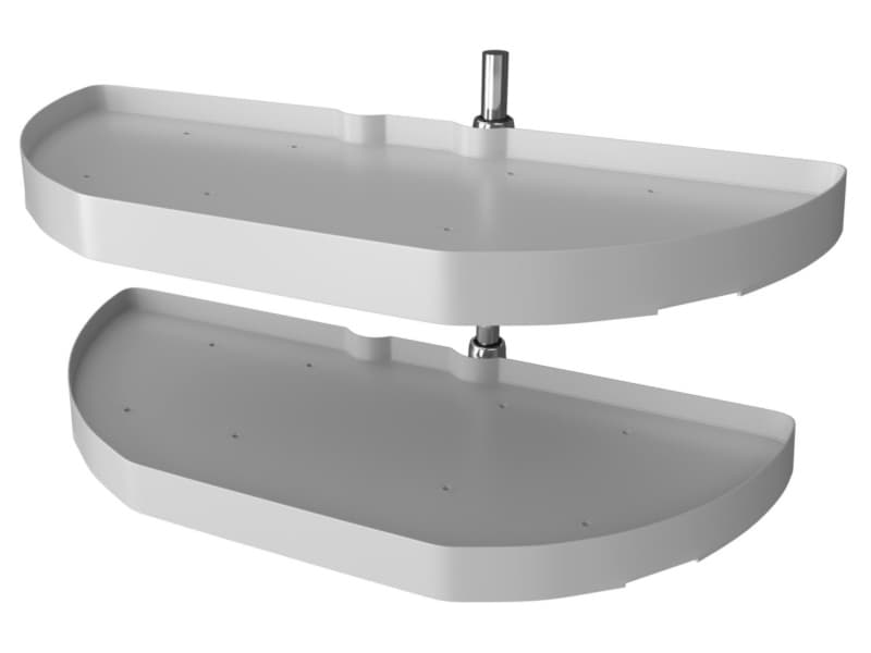 6842 39" Half-Moon 2 Tray Lazy Susan, White