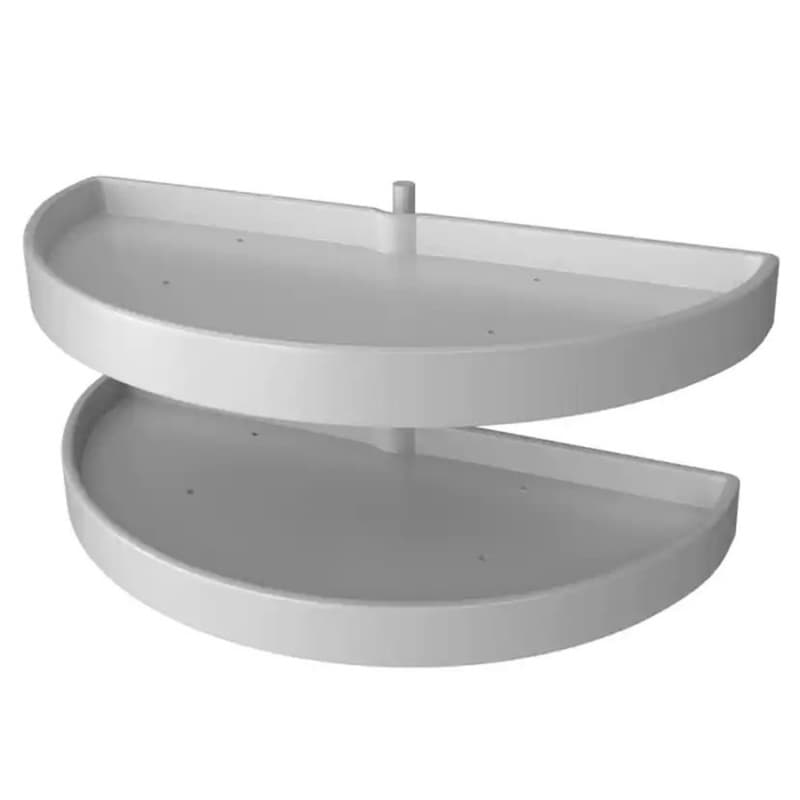 6882 33" Half-Moon 2 Tray Lazy Susan, White