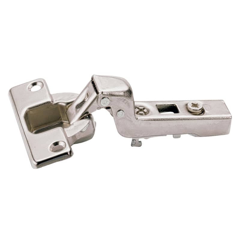 Intermat 9943 110° Opening Hinge, 45mm Bore Pattern, Self-Closing, Inset, Nickel-Plated, Screw-On
