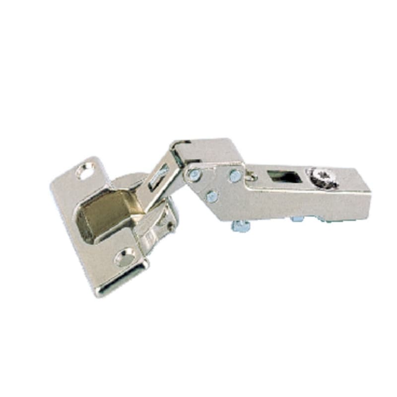 Intermat 9944 125° Opening Hinge, 45mm Bore Pattern, Self-Closing, Half Overlay, Nickel-Plated, Screw-On
