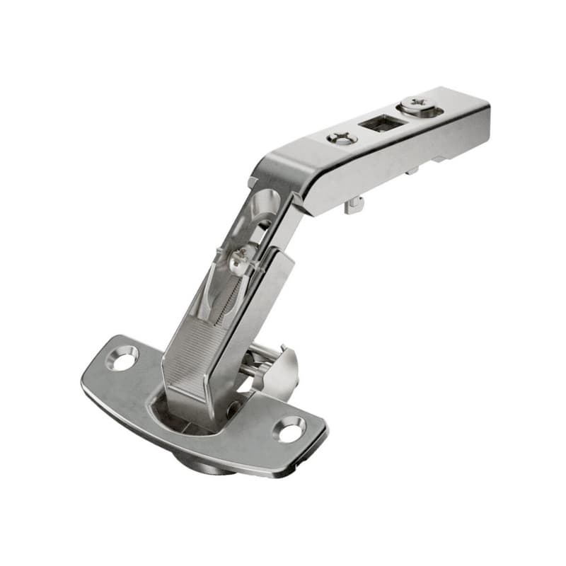 Intermat 9930 50°/65° Opening Hinge for Corner Cabinet Folding Door, 45mm Bore Pattern, Overlay, Nickel-Plated, Screw-On