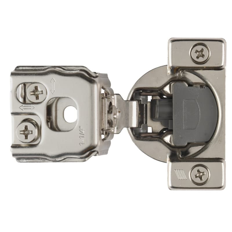 Optimat 3D 105° Opening Face Frame Hinge with Silent System, 45mm Boring Pattern, 1-1/4" Overlay, Dowelled