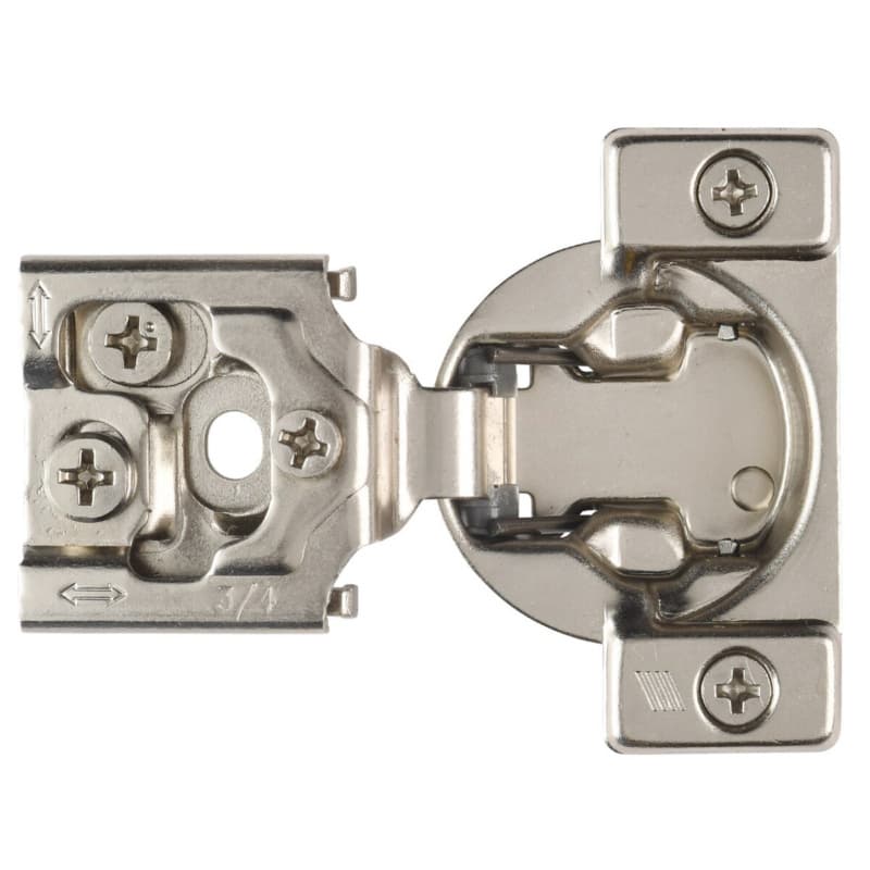 Optimat 3D 105° Opening Face Frame Hinge, Self Closing, 45mm Boring Pattern, 3/4" Overlay, Dowelled