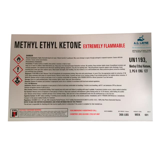 Methyl Ethyl Ketone, 55 Gallon Drum