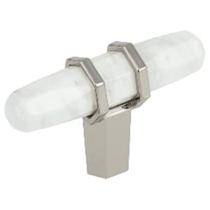 2-1/2" Carrione™ T-handle Knob, Marble Black/Polished Nickel Finish