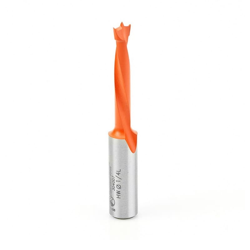1/4" x 70mm Brad Point Boring Bit, Left Hand, 10mm Shank