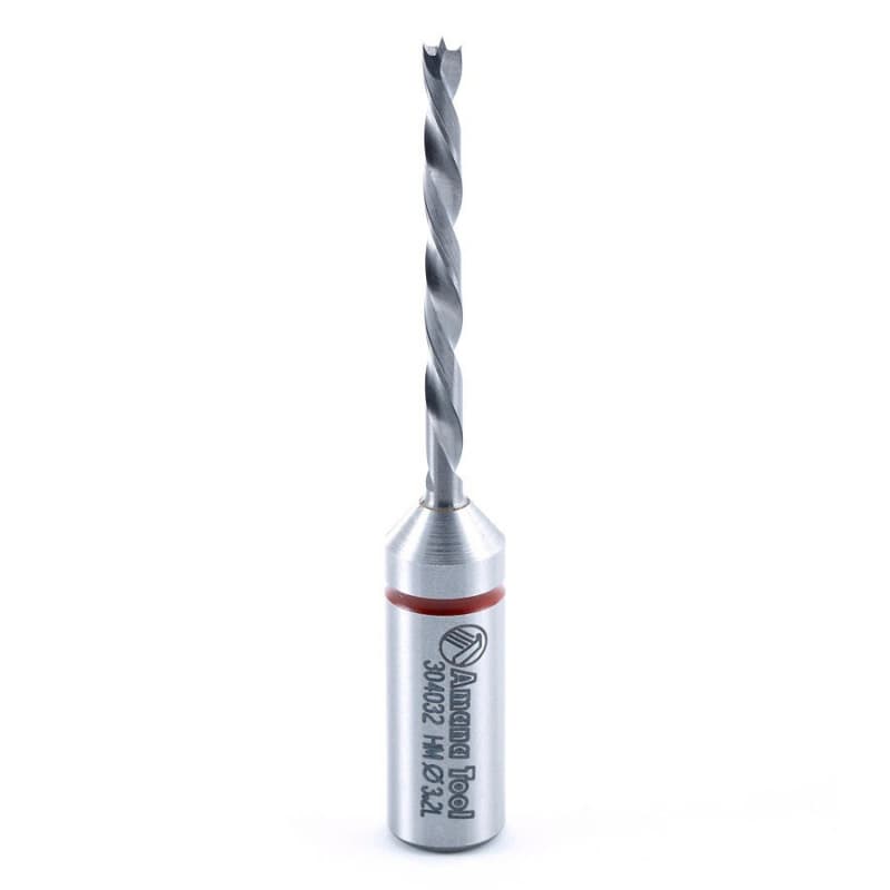 3.2mm x 70mm Brad Point Boring Bit, Left Hand, 10mm Shank