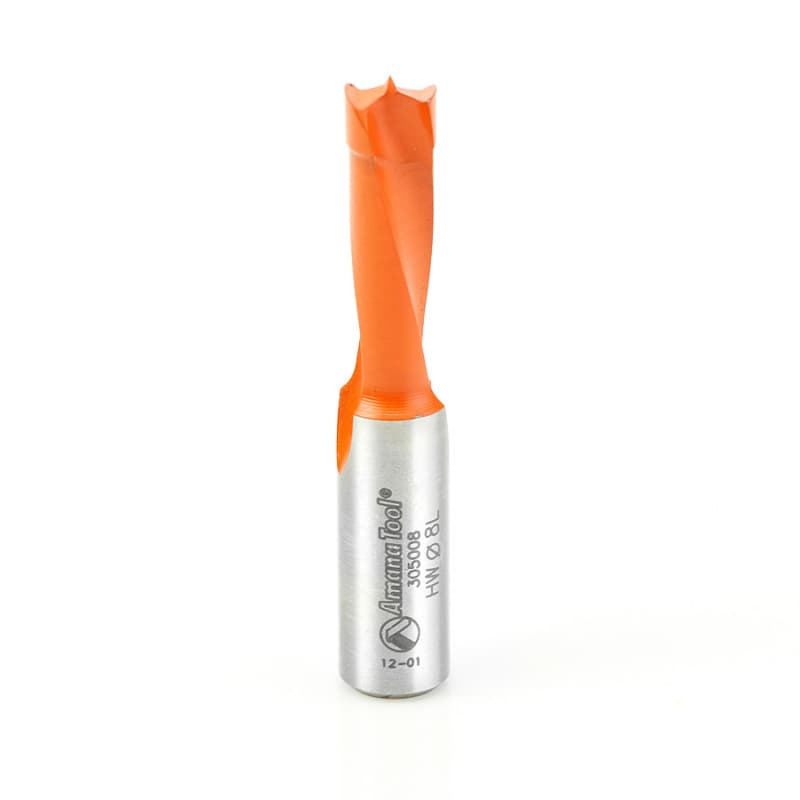 8mm x 57mm High Performance Brad Point Boring Bit, Left Hand, 10mm Shank