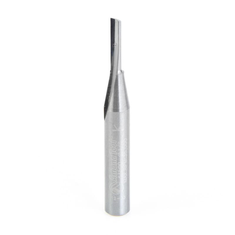1/8" x 2" x 1/2" Single 'O' Flute Plastic Cutting Router Bit, 1-Flute, 1/4" Shank