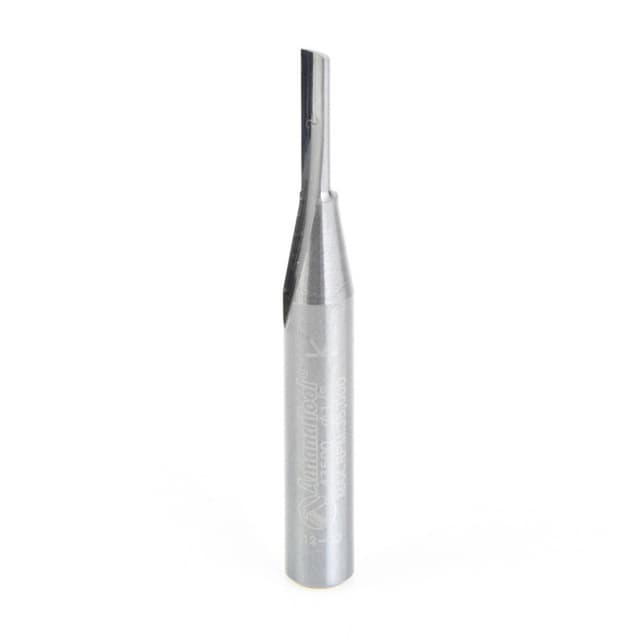 1/8" x 2" x 1/2" Single 'O' Flute Plastic Cutting Router Bit, 1-Flute, 1/4" Shank