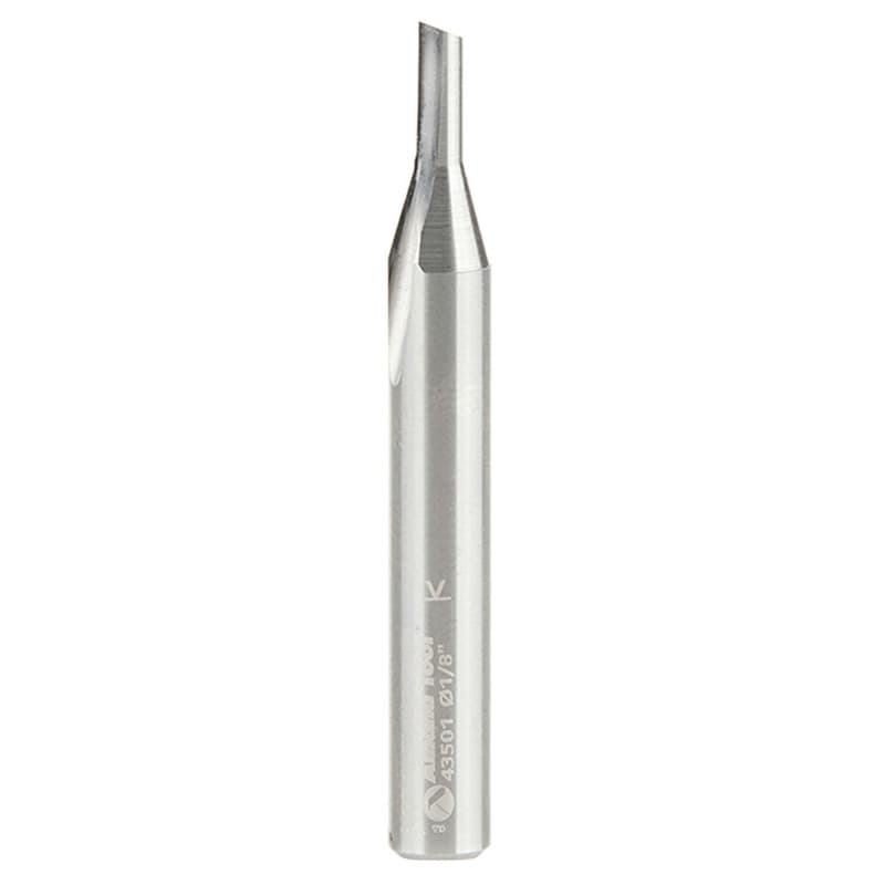 1/8" x 2" Single 'O' Flute Plastic Cutting Router Bit, 1-Flute, 1/4" Shank