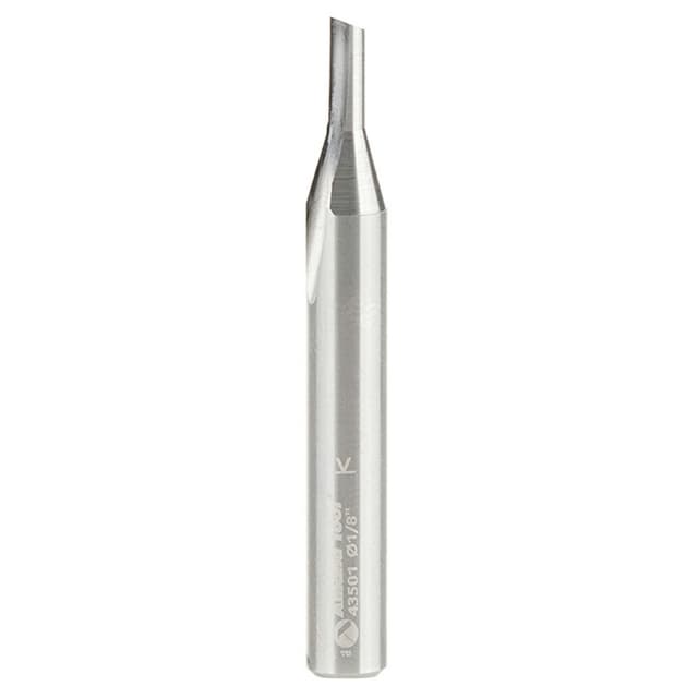 1/8" x 2" Single 'O' Flute Plastic Cutting Router Bit, 1-Flute, 1/4" Shank