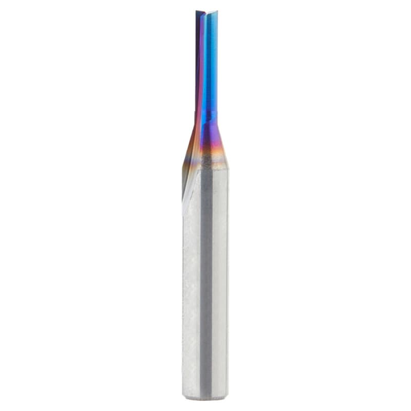 1/8" x 2" Spektra Extreme Tool Life Coated Double Straight 'V' Flute Plastic Cutting Router Bit, 2-Flute, 1/4" Shank
