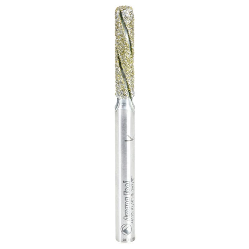 1/4" x 3" x 1-1/8" Down-Cut End Mill Coated/Electro-Plated Diamonds Straight Plunge Bit, 3-Flute, 1/4" Shank