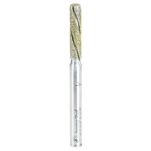 1/4" x 3" x 1-1/8" Down-Cut End Mill Coated/Electro-Plated Diamonds Straight Plunge Bit, 3-Flute, 1/4" Shank