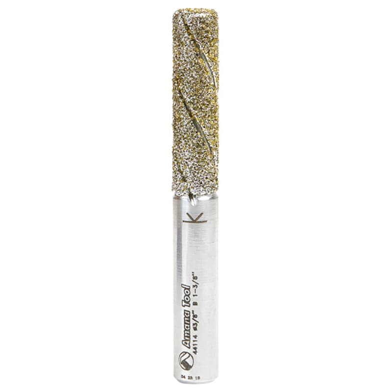 3/8" x 3" Down-Cut End Mill Coated/Electro-Plated Diamonds Straight Plunge Bit, 3-Flute, 3/8" Shank