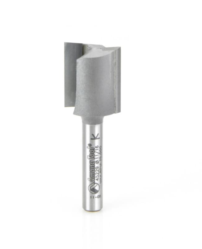 11/16" x 2" High Production Straight Plunge Router Bit, 2-Flute, 1/4" Shank