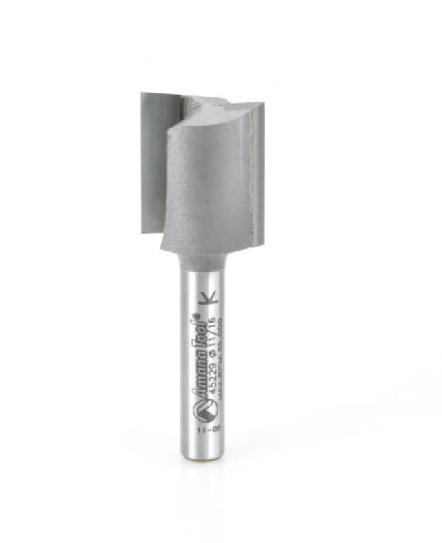 11/16" x 2" High Production Straight Plunge Router Bit, 2-Flute, 1/4" Shank