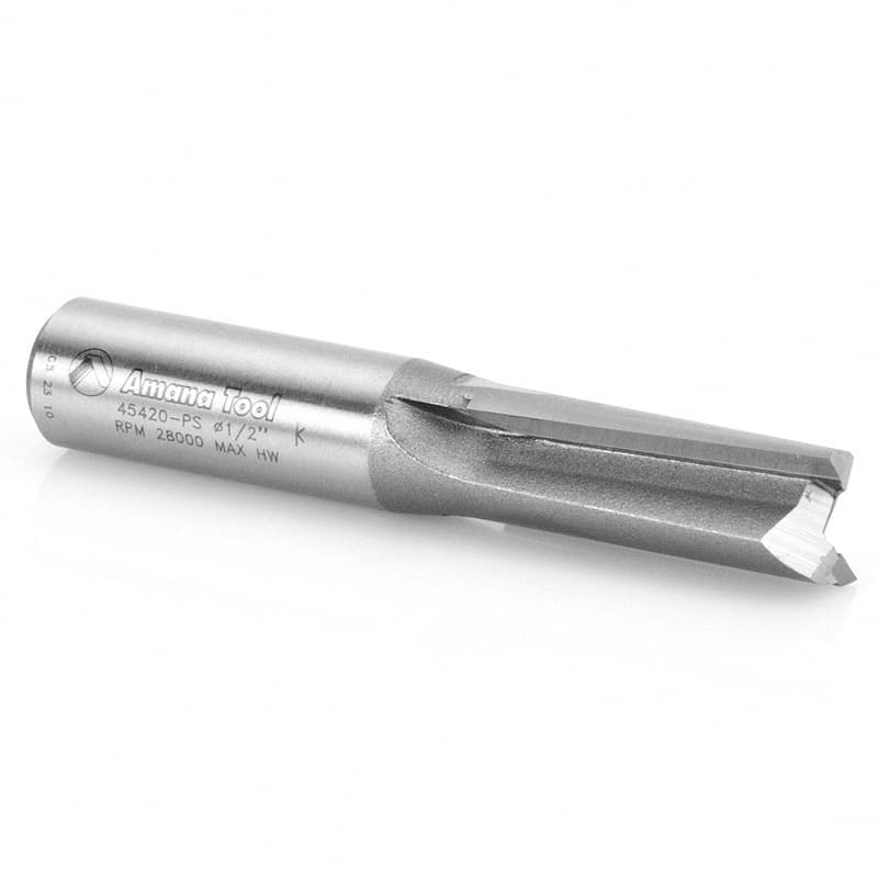 1/2" x 2-7/8" 3° Production Shear Straight Plunge Router Bit, 2-Flute, 1/2" Shank