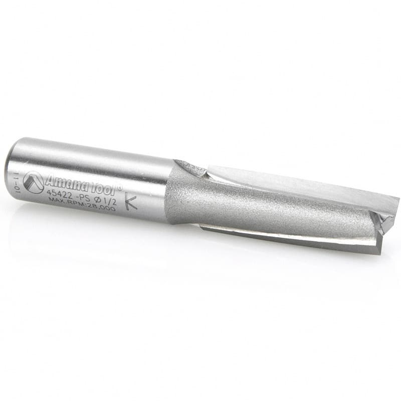 1/2" x 3-1/8" 3° Production Shear Straight Plunge Router Bit, 2-Flute, 1/2" Shank