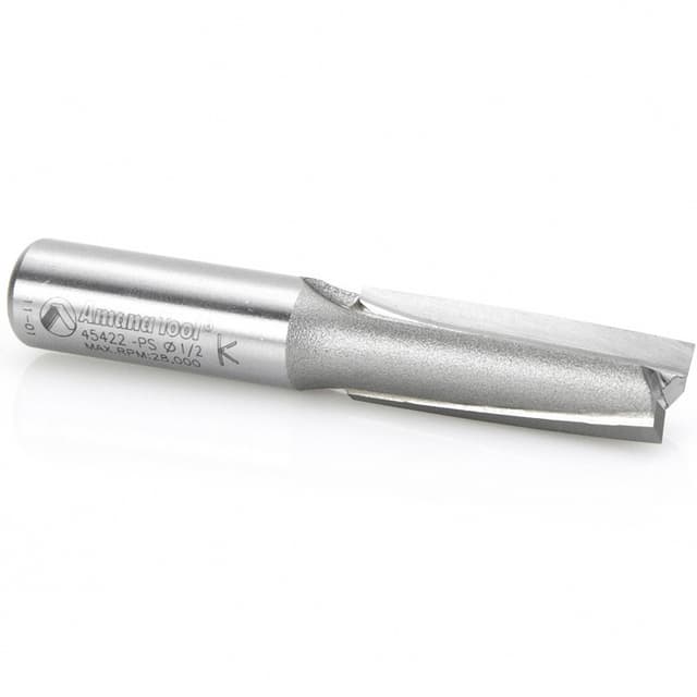 1/2" x 3-1/8" 3° Production Shear Straight Plunge Router Bit, 2-Flute, 1/2" Shank