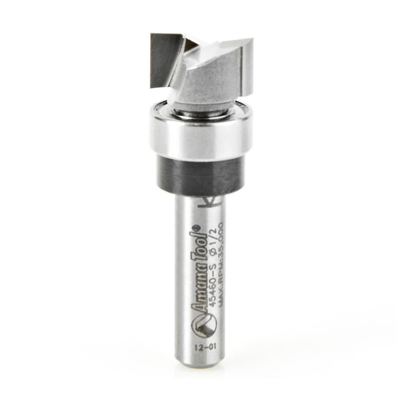 1/2" x 1-5/8" Flush Trim Plunge Template with Upper Ball Bearing, 2-Flute, 1/4" Shank