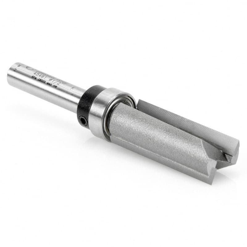 1/2" x 2-3/4" Flush Trim Plunge Template Router Bit with Upper Ball Bearing, 2-Flute, 1/4" Shank