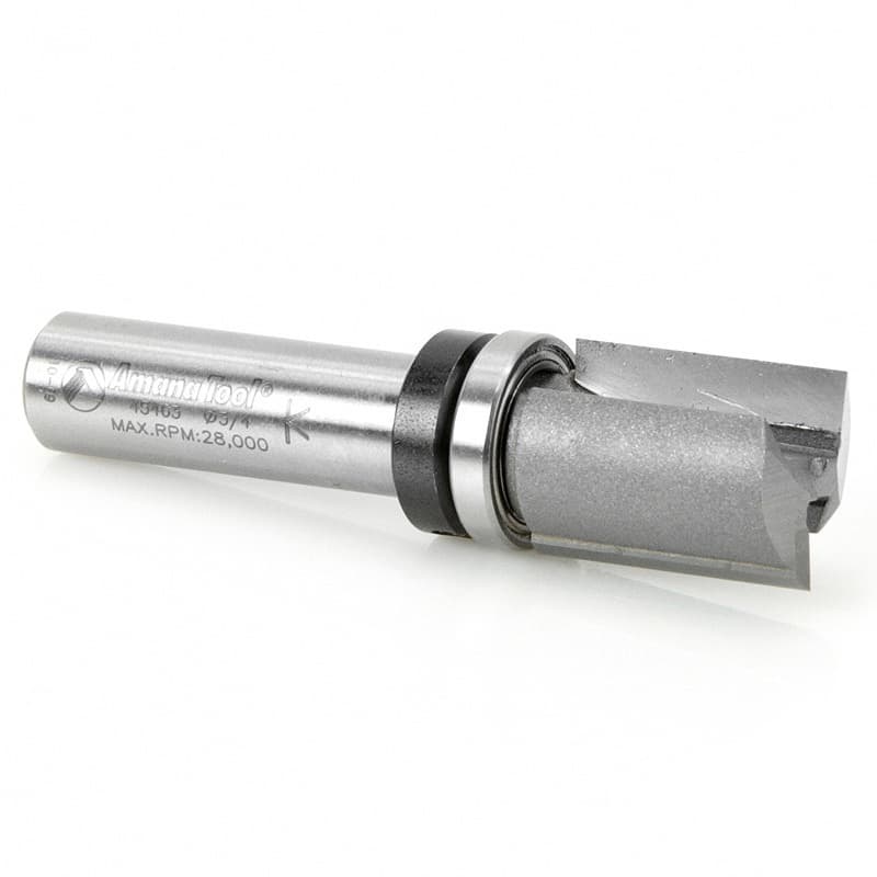 3/4" x 3" Flush Trim Plunge Template with Upper Ball Bearing, 2-Flute, 1/2" Shank