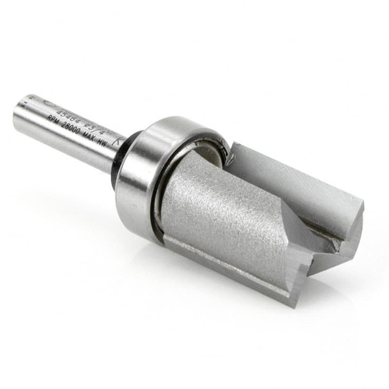 3/4" x 2-1/2" Flush Trim Plunge Template with Upper Ball Bearing, 2-Flute, 1/4" Shank