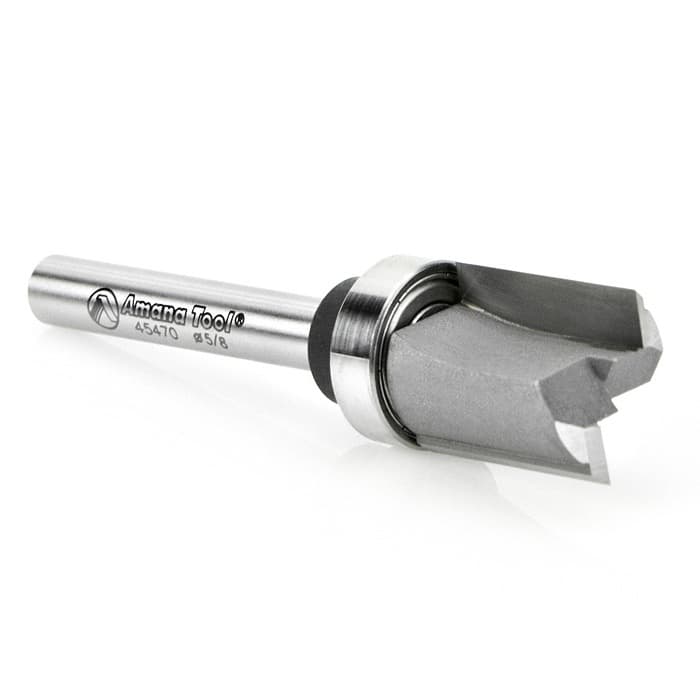 5/8" x 2-5/8" Straight Plunge Router Bit with Upper Ball Bearing, 2-Flute, 1/4" Shank
