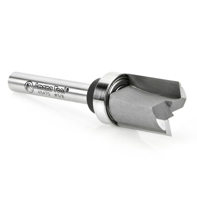 5/8" x 2-5/8" Straight Plunge Router Bit with Upper Ball Bearing, 2-Flute, 1/4" Shank
