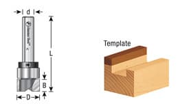 3/8" x 1-3/4" Flush Trim Plunge Template Router Bit with 2 Upper Ball Bearing, 2-Flute, 1/4" Shank