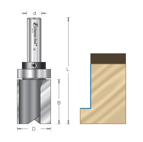 3/8" x 2" Flush Trim Plunge Template with Upper Ball Bearing, 2-Flute, 1/4" Shank