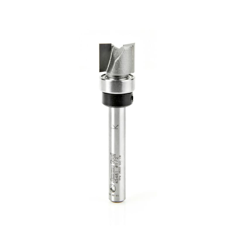 1/2" x 2-1/4" x 3/8" Flush Trim Plunge Template Router Bit with Upper Ball Bearing, 2-Flute, 1/4" Shank