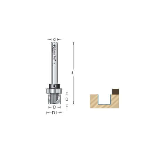 1/2" x 2-1/2" Flush Trim Plunge Template Router Bit with Oversized Upper Ball Bearing, 2-Flute, 1/4" Shank