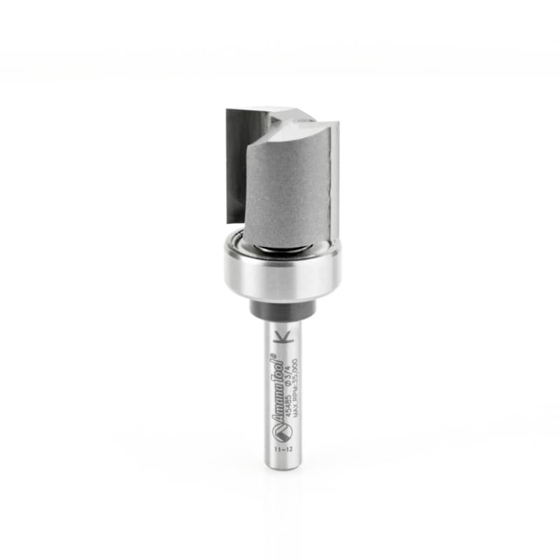 3/4" x 2-3/8" Flush Trim Plunge Template Router Bit with Upper Ball Bearing, 2-Flute, 1/4" Shank