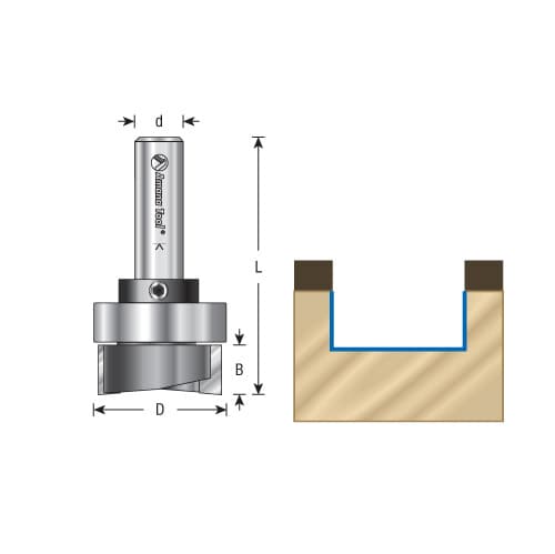 1-1/4" Dia x 1/2" Carbide Tipped Mortising Bit, 1/2" Shank with Upper BB