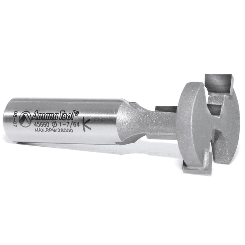 Amana Tool 45660 T-Slot Square Edge 1-1/8" Dia x 13/16" x 1/2" Shank Router Bit