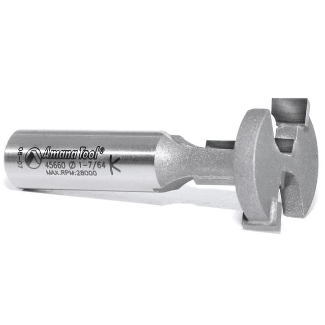 Amana Tool 45660 T-Slot Square Edge 1-1/8" Dia x 13/16" x 1/2" Shank Router Bit