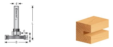 0.894" x 2-1/4" Straight Dedicated Cutter Flooring Bit with Upper Ball Bearing, 2-Flute, 1/4" Shank