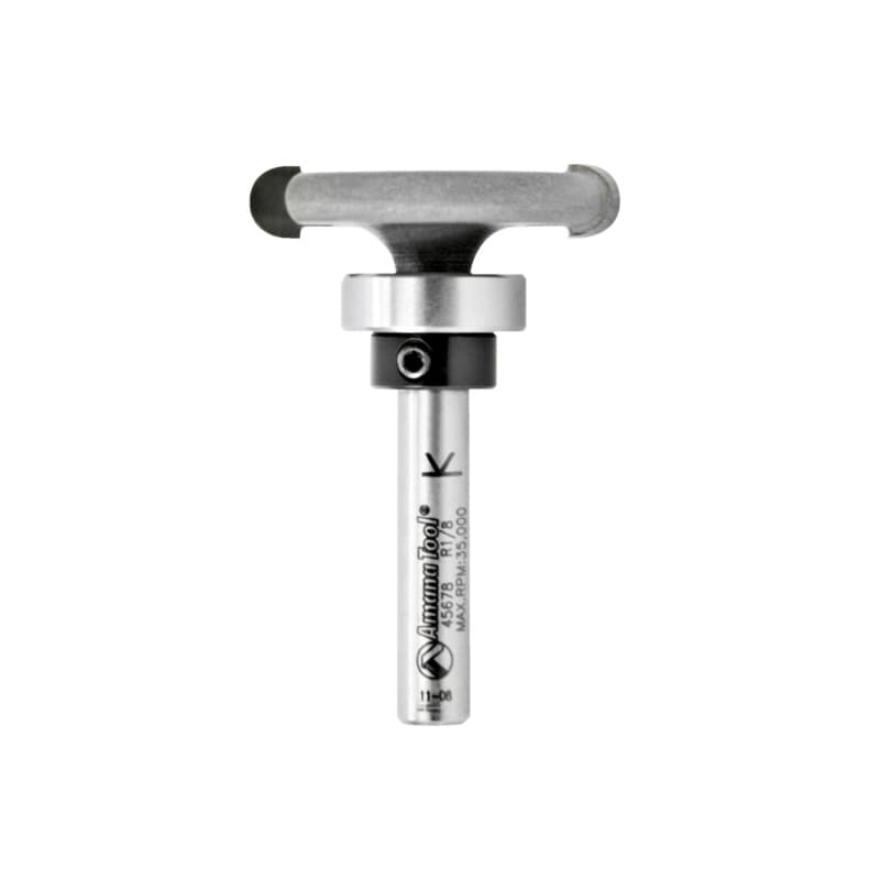 45678 1-1/4" x 1/8" Radius Rounded Dedicated Cutter Flooring Bit with Upper Ball Bearing, 2-Flute, 1/4" Shank