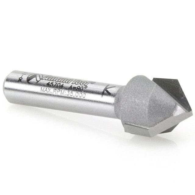 1/2" x 1-5/8" V-Groove Router Bit, 2-Flute, 1/4" Shank
